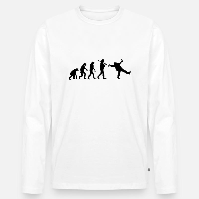 Evolution : Drunk - Männer Premium Bio Langarmshirt - Weiß