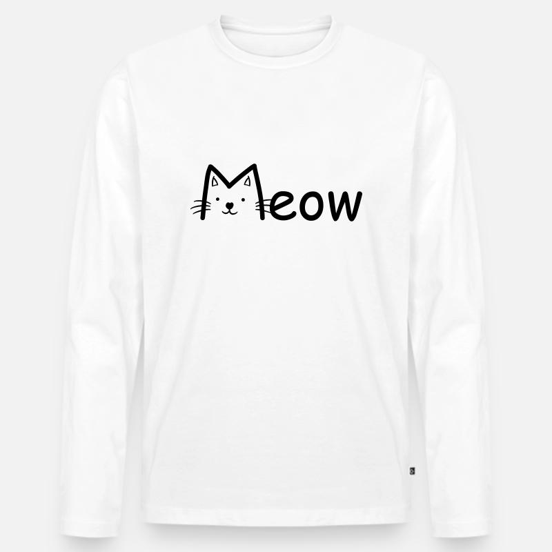 Cat - Männer Premium Bio Langarmshirt - Weiß