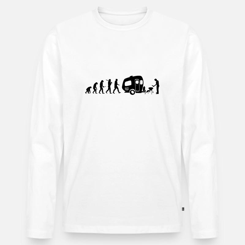 happy_evolution_camper - Männer Premium Bio Langarmshirt - Weiß
