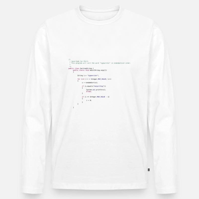 lustiger Java Code zum Sortieren - Männer Premium Bio Langarmshirt - Weiß