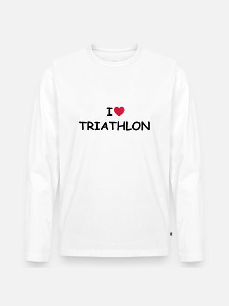 I love/heart Triathlon - Männer Premium Bio Langarmshirt - Weiß