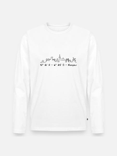 Kempen Skyline gemalt - Männer Premium Bio Langarmshirt - Weiß