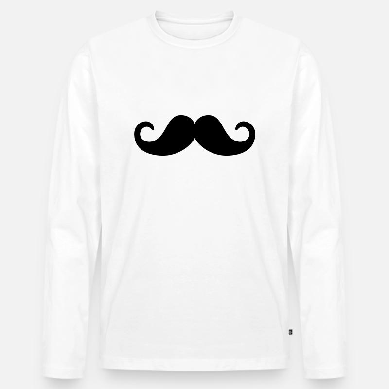 Moustache Bart - Männer Premium Bio Langarmshirt - Weiß