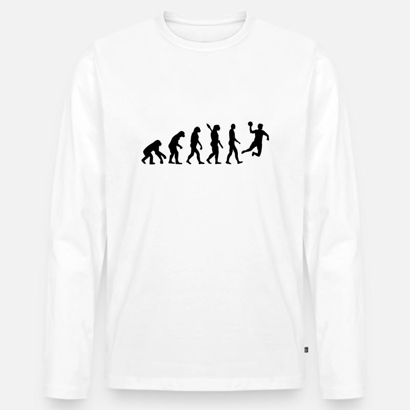 Evolution Handball - Männer Premium Bio Langarmshirt - Weiß