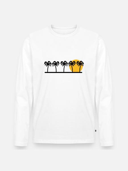 Palmen - Männer Premium Bio Langarmshirt - Weiß