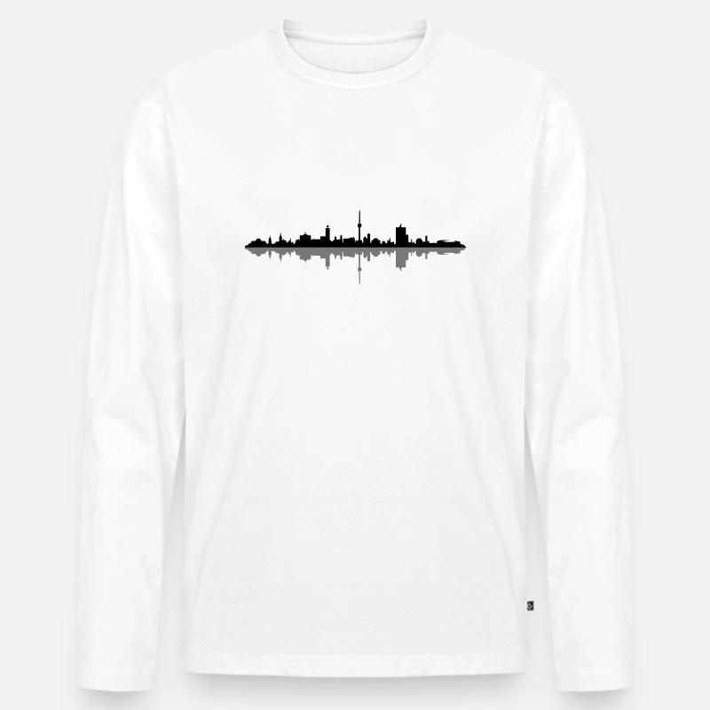 Skyline - Stuttgart - Männer Premium Bio Langarmshirt - Weiß