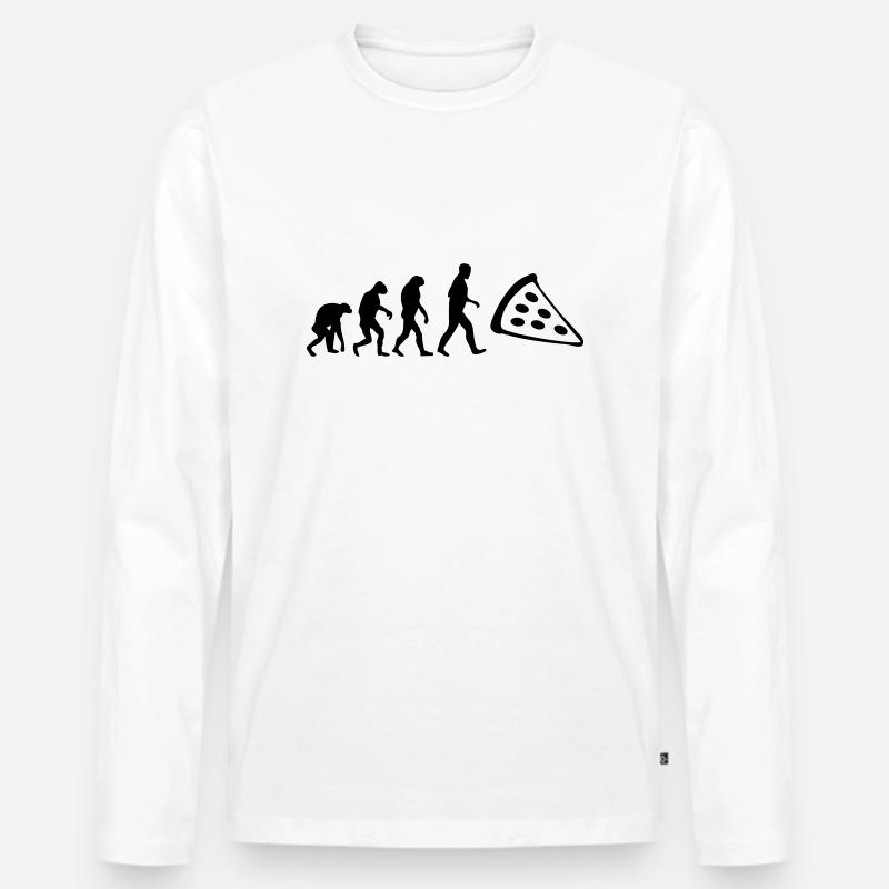 pizza evolution - Männer Premium Bio Langarmshirt - Weiß
