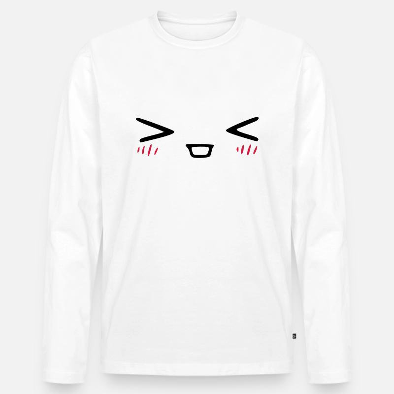 kawaii_face_7 - Männer Premium Bio Langarmshirt - Weiß