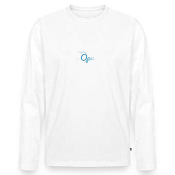 Opa Heartbeat - Männer Premium Bio Langarmshirt - Weiß - Vorne - Nico (187cm)