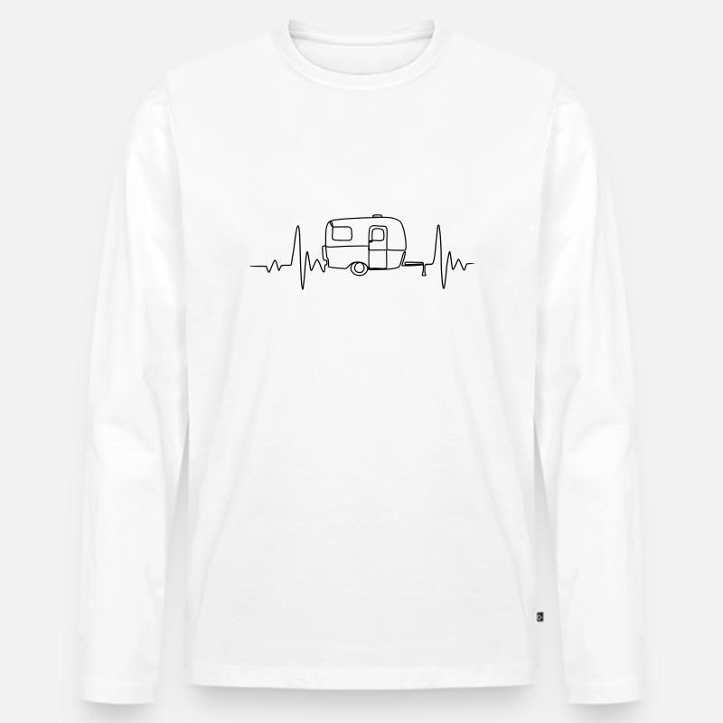 Herzschlag Camping - Männer Premium Bio Langarmshirt - Weiß
