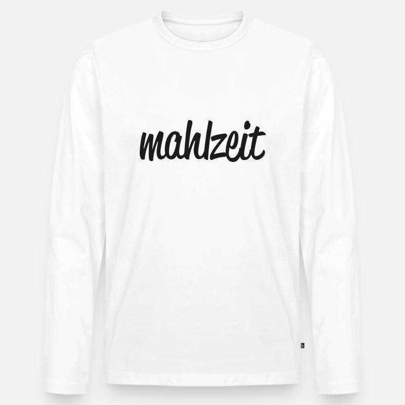 mahlzeit schwarz - Männer Premium Bio Langarmshirt - Weiß