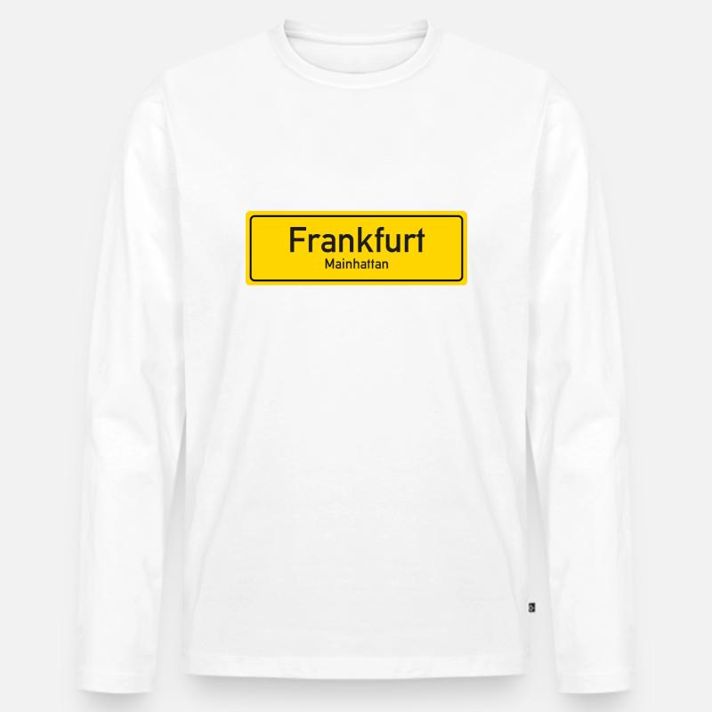Frankfurter Ortsschild Deutschland - Männer Premium Bio Langarmshirt - Weiß