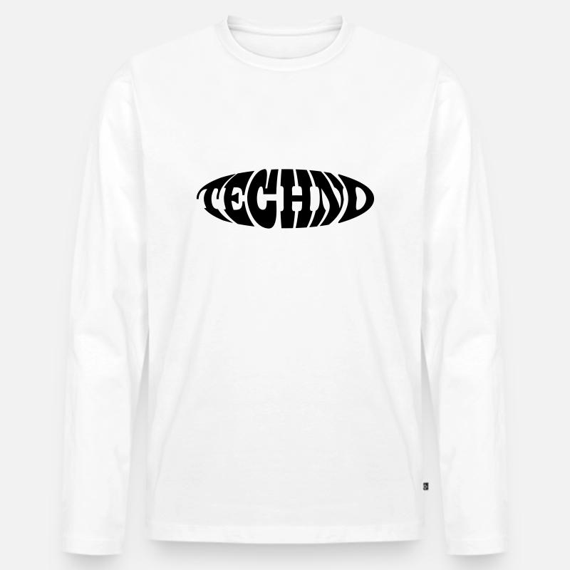 Techno Spruch Geschenk - Männer Premium Bio Langarmshirt - Weiß