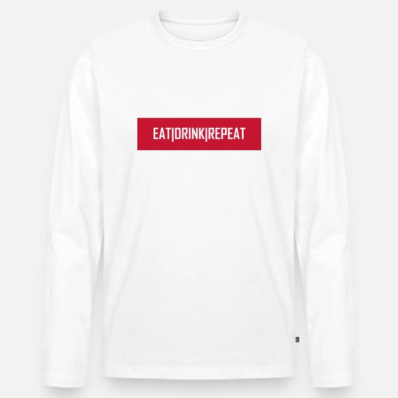 Eat Drink Repeat - Männer Premium Bio Langarmshirt - Weiß