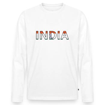 Drapeau India - T-shirt manches longues Premium bio Homme - blanc - Devant - Nico (187cm)