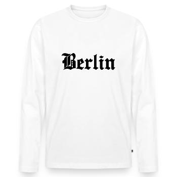 Berlin - T-shirt manches longues Premium bio Homme - blanc - Devant - Nico (187cm)