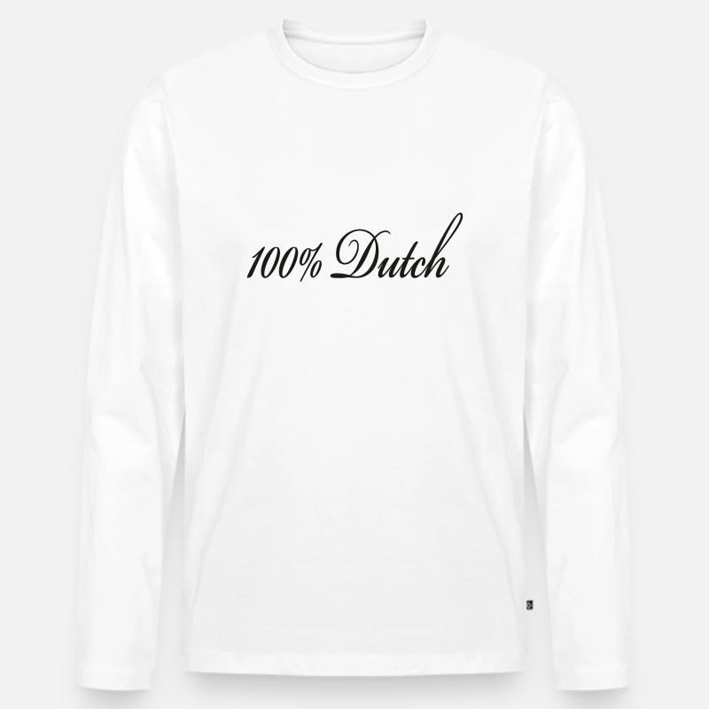 100% Dutch DE - Männer Premium Bio Langarmshirt - Weiß