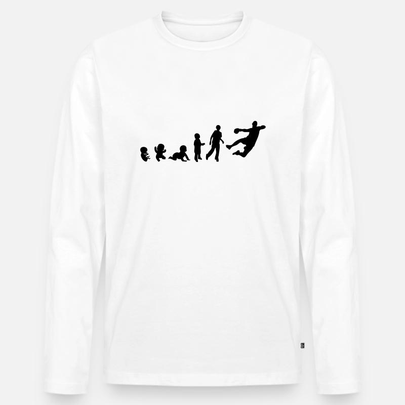 Handball-Sport-Evolution der Menschenrechte - Männer Premium Bio Langarmshirt - Weiß