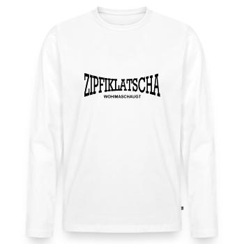 zipfiklatscha wohin man sieht - Männer Premium Bio Langarmshirt - Weiß - Vorne - Nico (187cm)