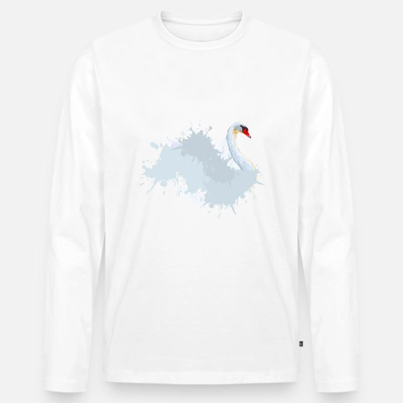 Weißer Schwan - Farbkleks - Männer Premium Bio Langarmshirt - Weiß