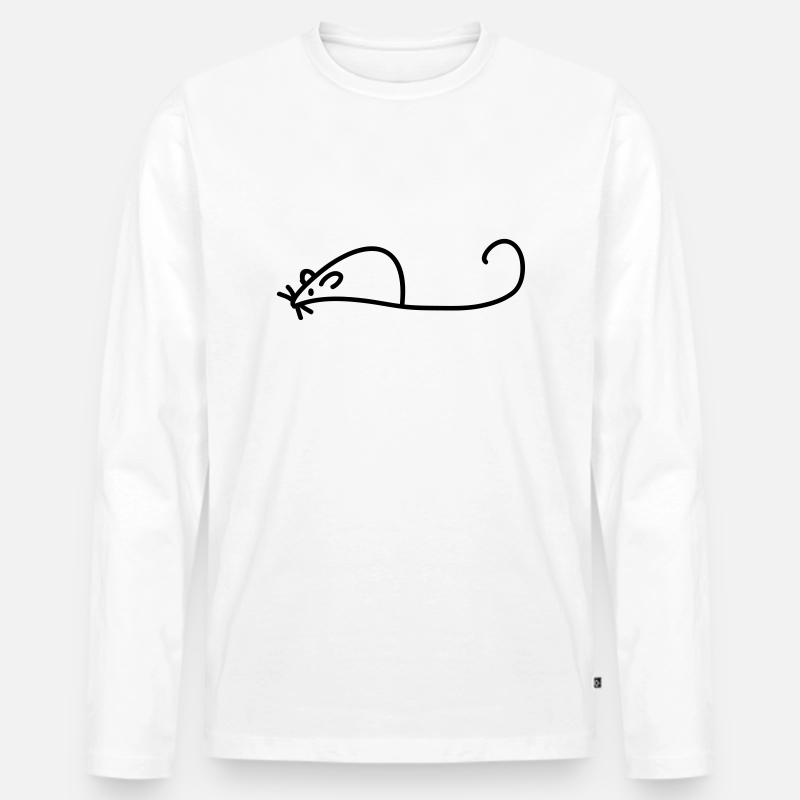 Maus - Männer Premium Bio Langarmshirt - Weiß