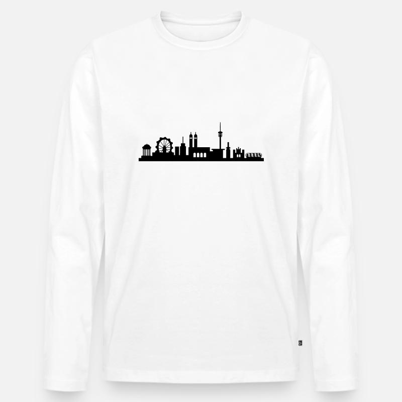 muenchen_skyline_001 - Männer Premium Bio Langarmshirt - Weiß