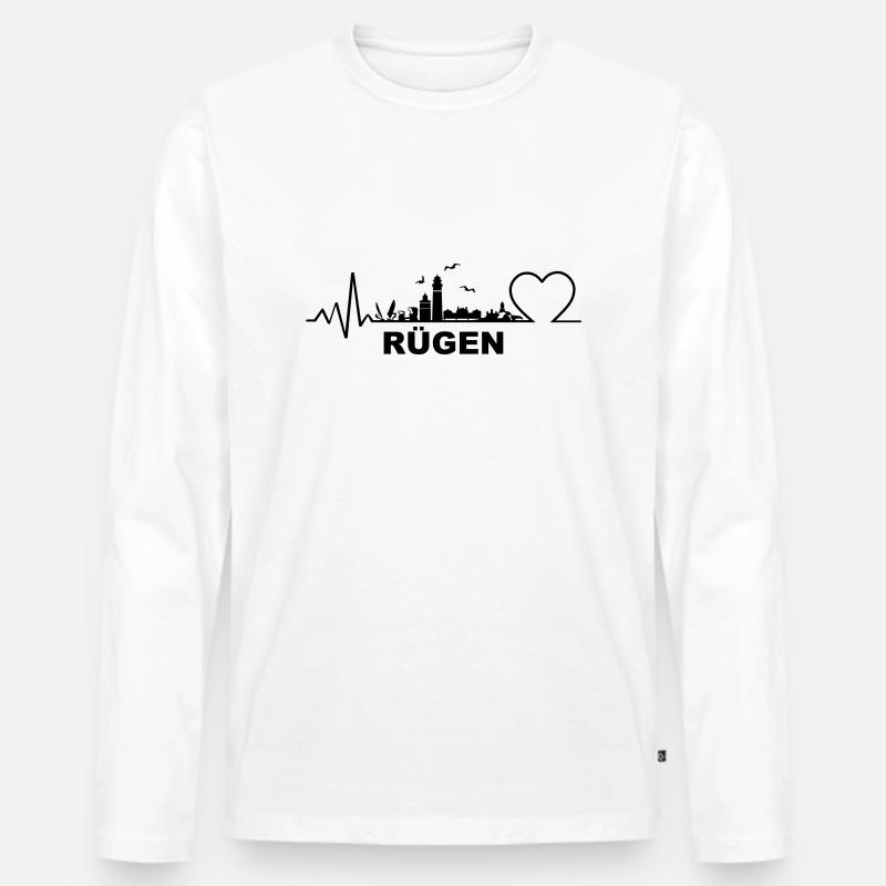 Skyline - Insel Rügen - Männer Premium Bio Langarmshirt - Weiß