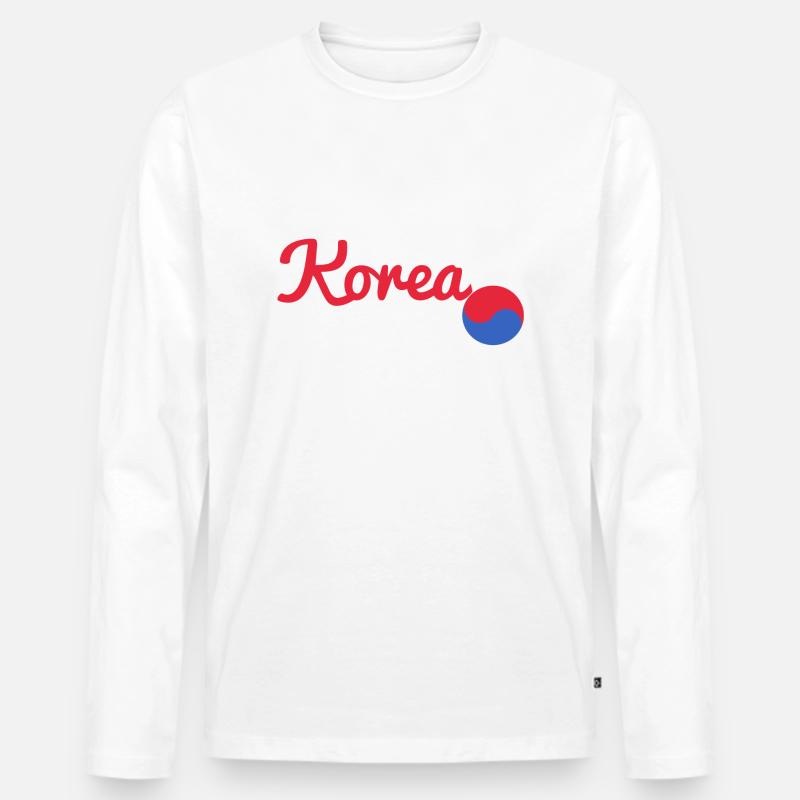 Korea red - Männer Premium Bio Langarmshirt - Weiß