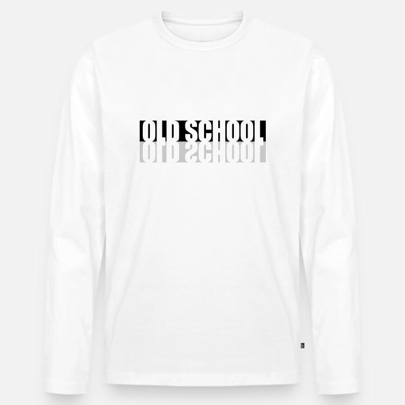 Gespiegelt Old School - Männer Premium Bio Langarmshirt - Weiß
