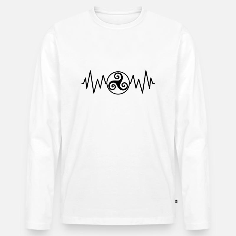 Triskel Herzfrequenz - Männer Premium Bio Langarmshirt - Weiß