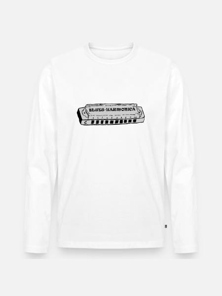 bluesharmonica - Männer Premium Bio Langarmshirt - Weiß