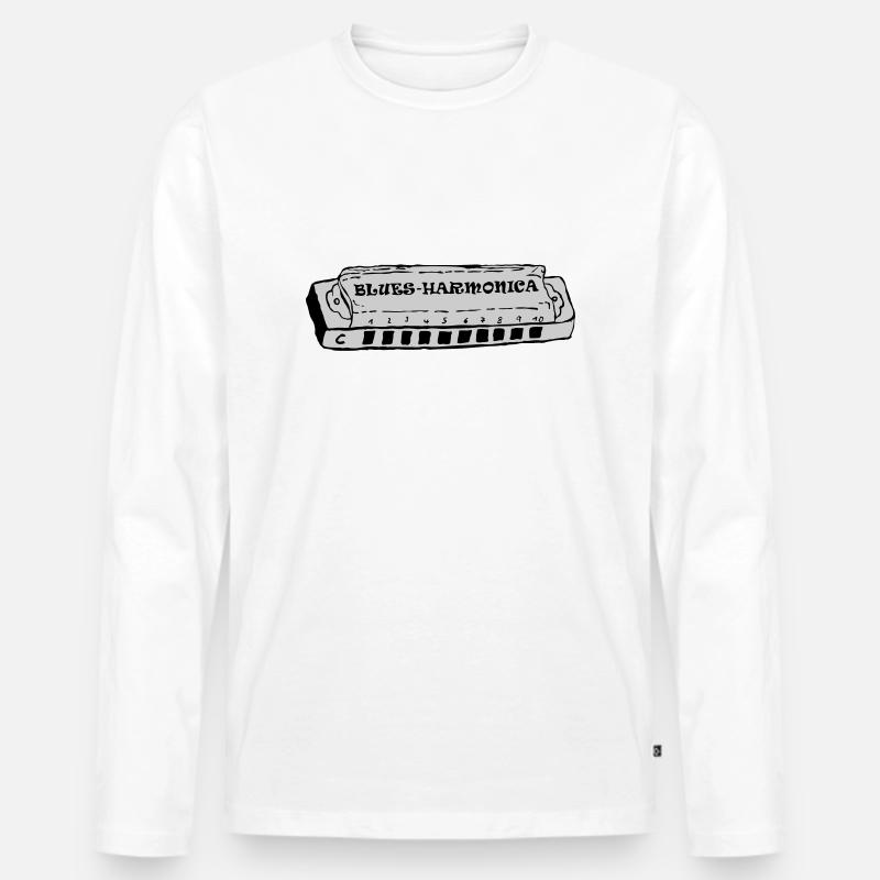 bluesharmonica - Männer Premium Bio Langarmshirt - Weiß