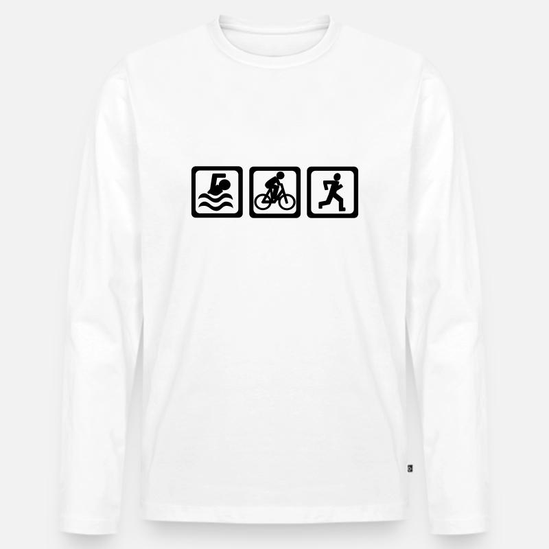 Triathlon - Männer Premium Bio Langarmshirt - Weiß