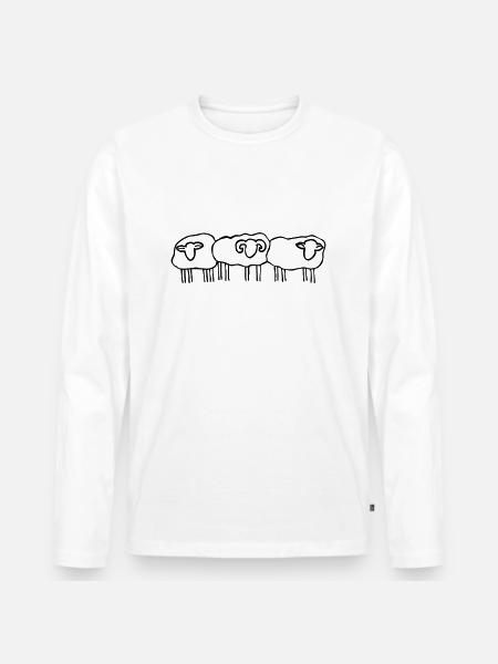 Schafe Schafherde - Männer Premium Bio Langarmshirt - Weiß