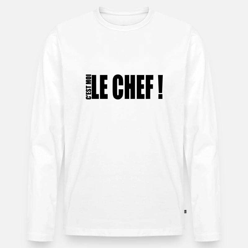 c'est moi le chef ! - Männer Premium Bio Langarmshirt - Weiß