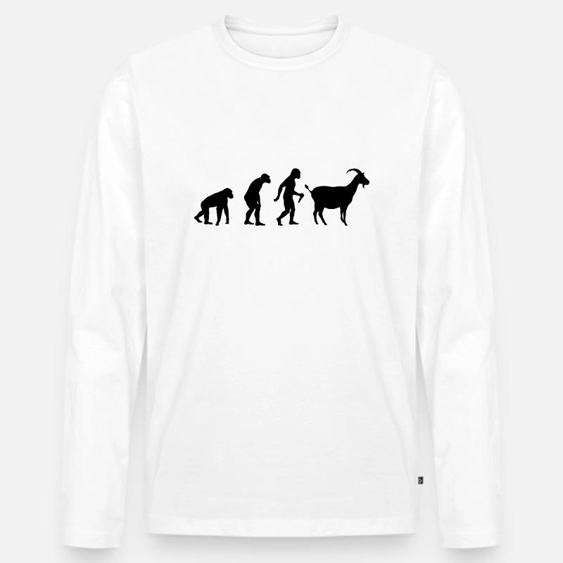 Goat Evolution - Men's Premium Organic Long Sleeve Shirt - white