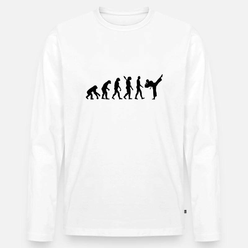 Evolution Karate - Männer Premium Bio Langarmshirt - Weiß