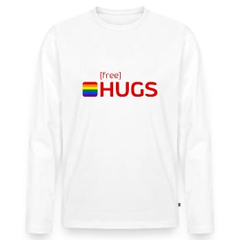 [free] HUGS - Männer Premium Bio Langarmshirt - Weiß - Vorne - Nico (187cm)