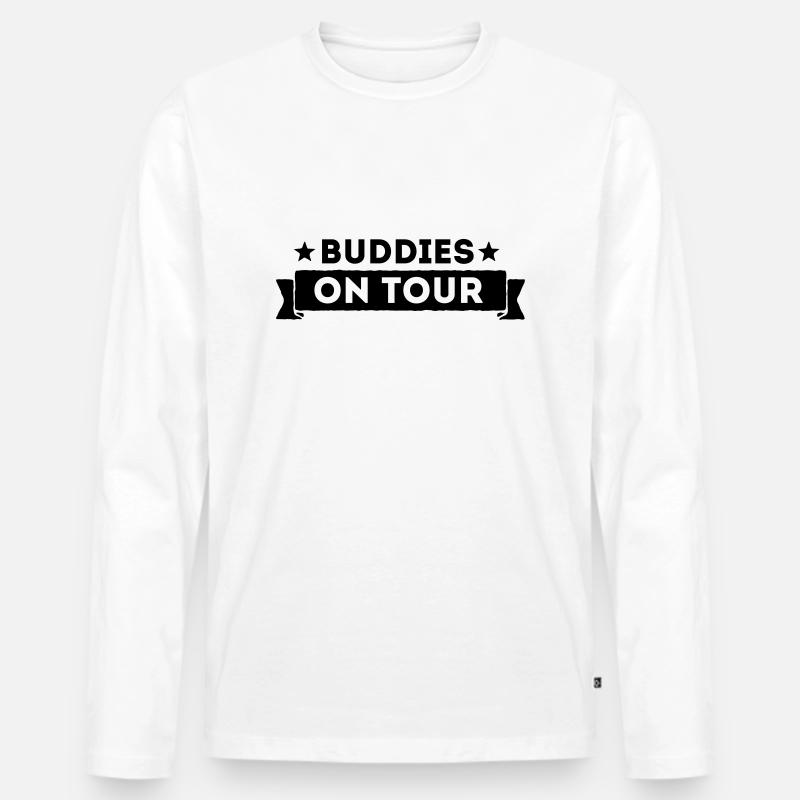 Buddies On Tour - Männer Premium Bio Langarmshirt - Weiß