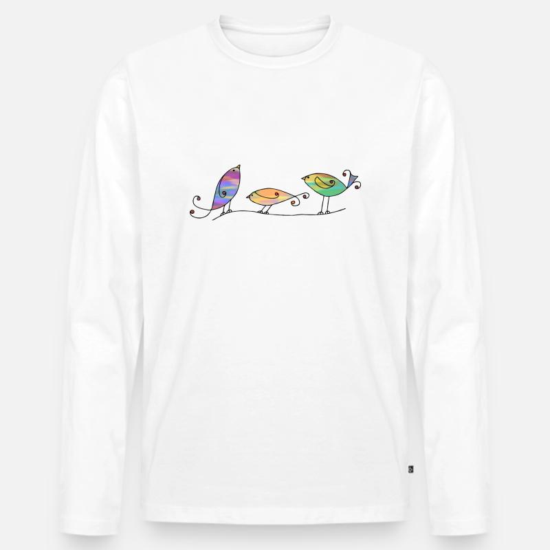 Die Vögel - Männer Premium Bio Langarmshirt - Weiß