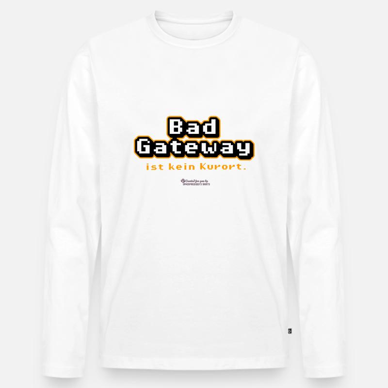 Admin Spruch Bad Gateway - Männer Premium Bio Langarmshirt - Weiß