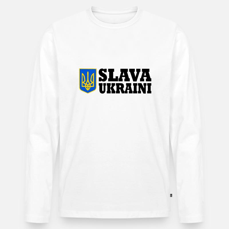 Slava ukraini - Männer Premium Bio Langarmshirt - Weiß