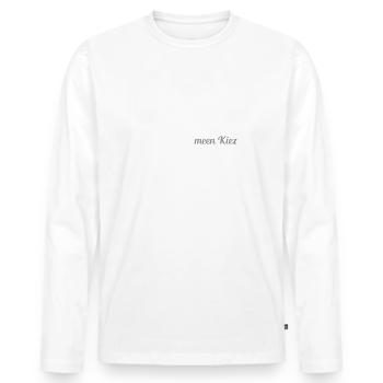 Berlin Lichtenberg - Meen Kiez - berlinerisch - Männer Premium Bio Langarmshirt - Weiß - Vorne - Nico (187cm)