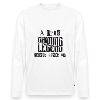 Une véritable légende du jeu n’abandonne jamais - T-shirt manches longues Premium bio Homme - blanc - Devant - Nico (187cm)