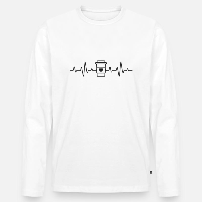 Kaffee Herzschlag - Männer Premium Bio Langarmshirt - Weiß