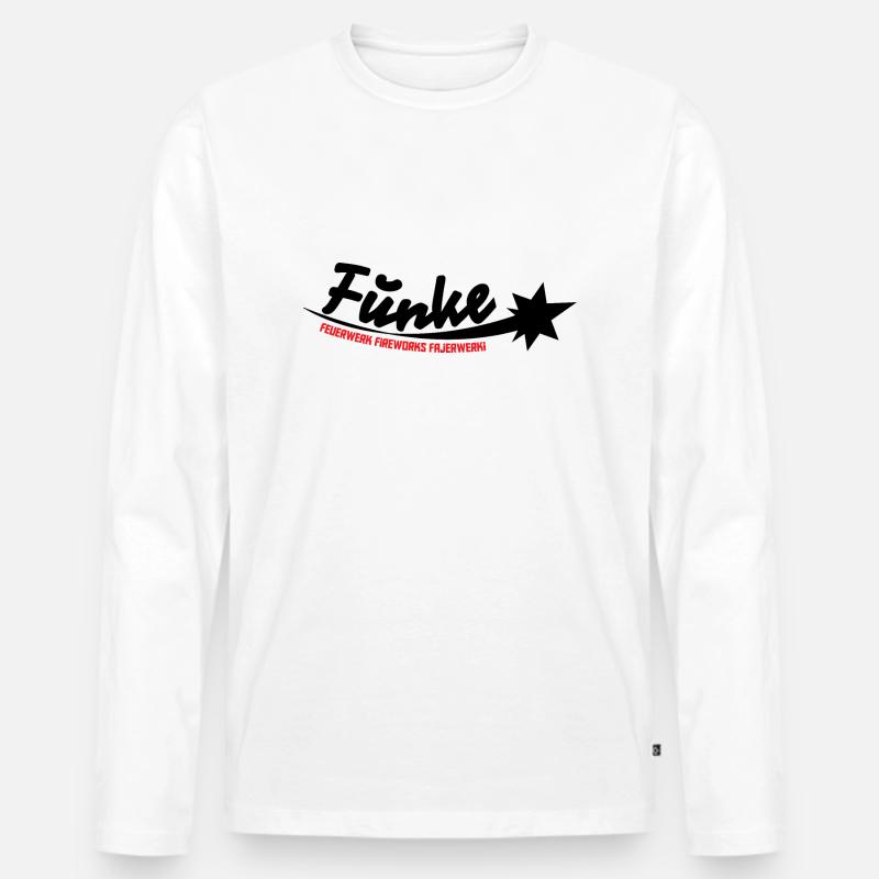 Funke Logo Schwarz/Rot - Männer Premium Bio Langarmshirt - Weiß