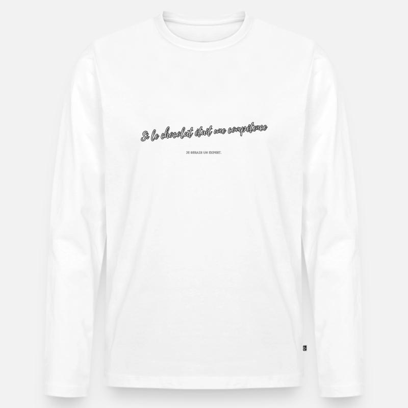 Schokoladen-Kompetenz - Männer Premium Bio Langarmshirt - Weiß