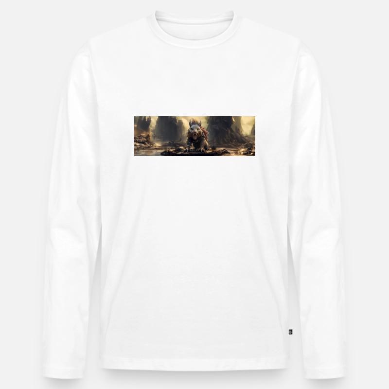 Apokalypse Welt nach der Menschheit Riesen-Eichhörnchen - Männer Premium Bio Langarmshirt - Weiß