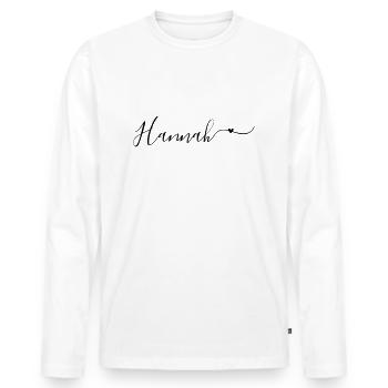 Hannah Nom Prénom Décoratif - T-shirt manches longues Premium bio Homme - blanc - Devant - Nico (187cm)
