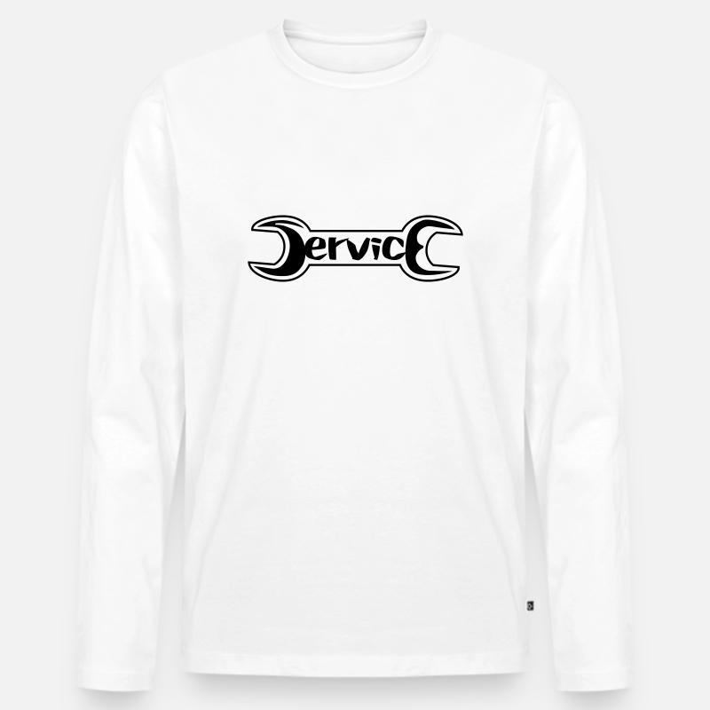 service - Männer Premium Bio Langarmshirt - Weiß